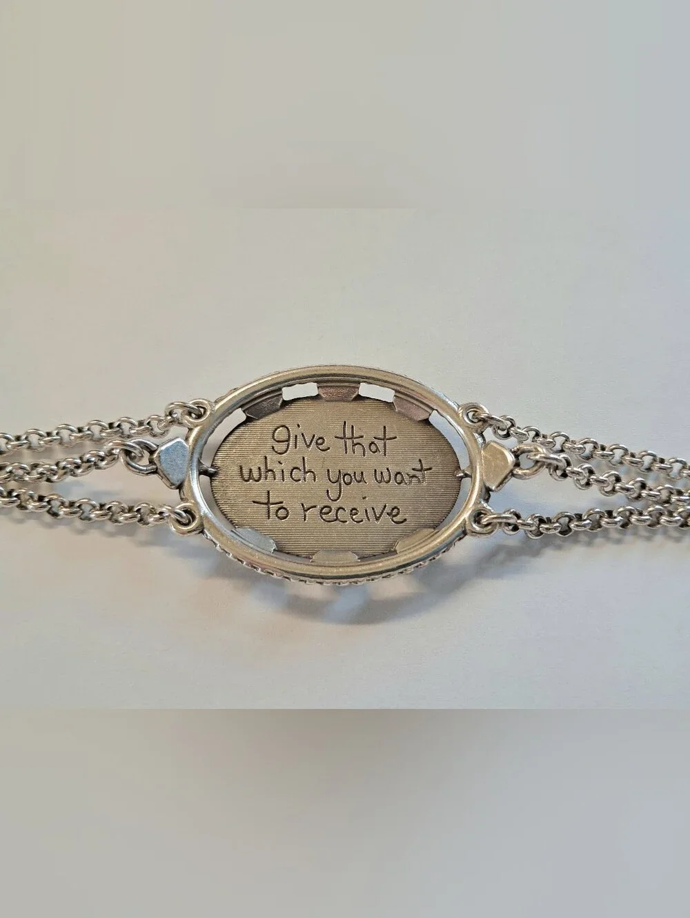 Brighton Abalone Give That Which You Want To Recieve Etched Silver Bracelet